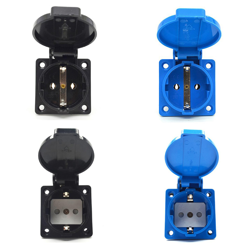 Outdoor Power Inlet Box - Black Blue Round Cover 50*50mm EU