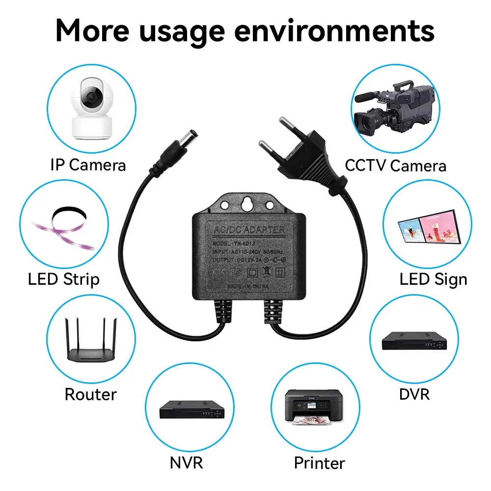 Power Adapter  DC12V 2A Waterp - Outdoor Power Plug In 评论和价格