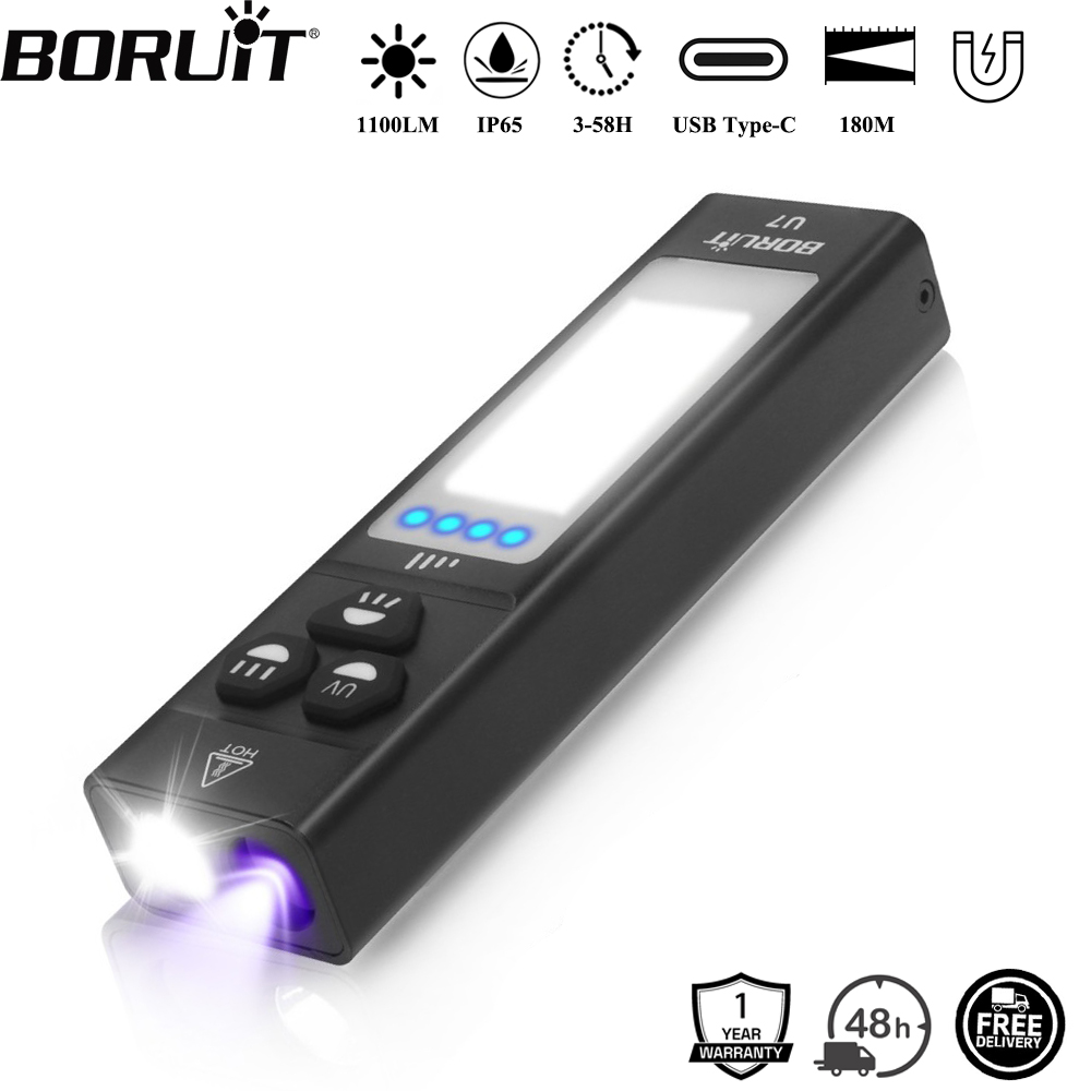 BORUiT U7 UV LED EDC Flashligh - Outdoor Power Bank 评论和价格