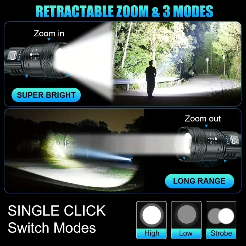 Tactical LED Flashlight 2000LM - Outdoor Power Bank 评论和价格