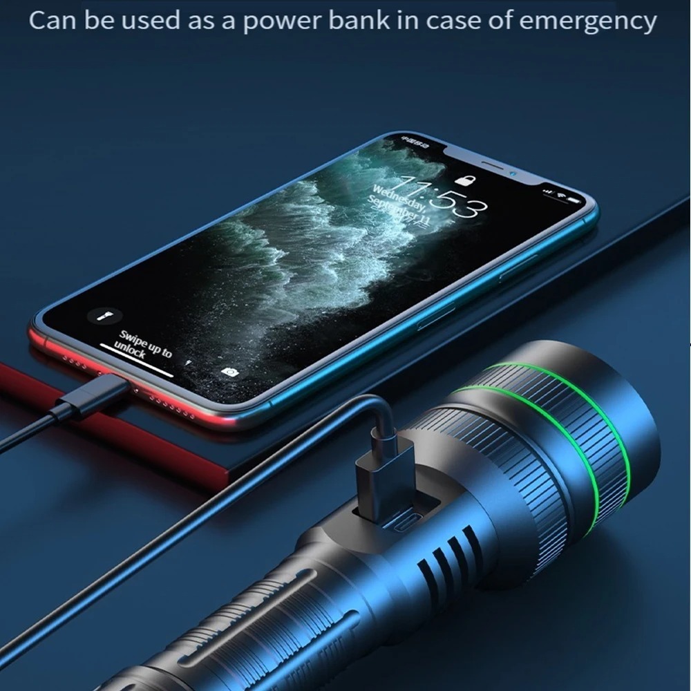 Powerful LED Flashlight Zoomab - Outdoor Power Bank 评论和价格